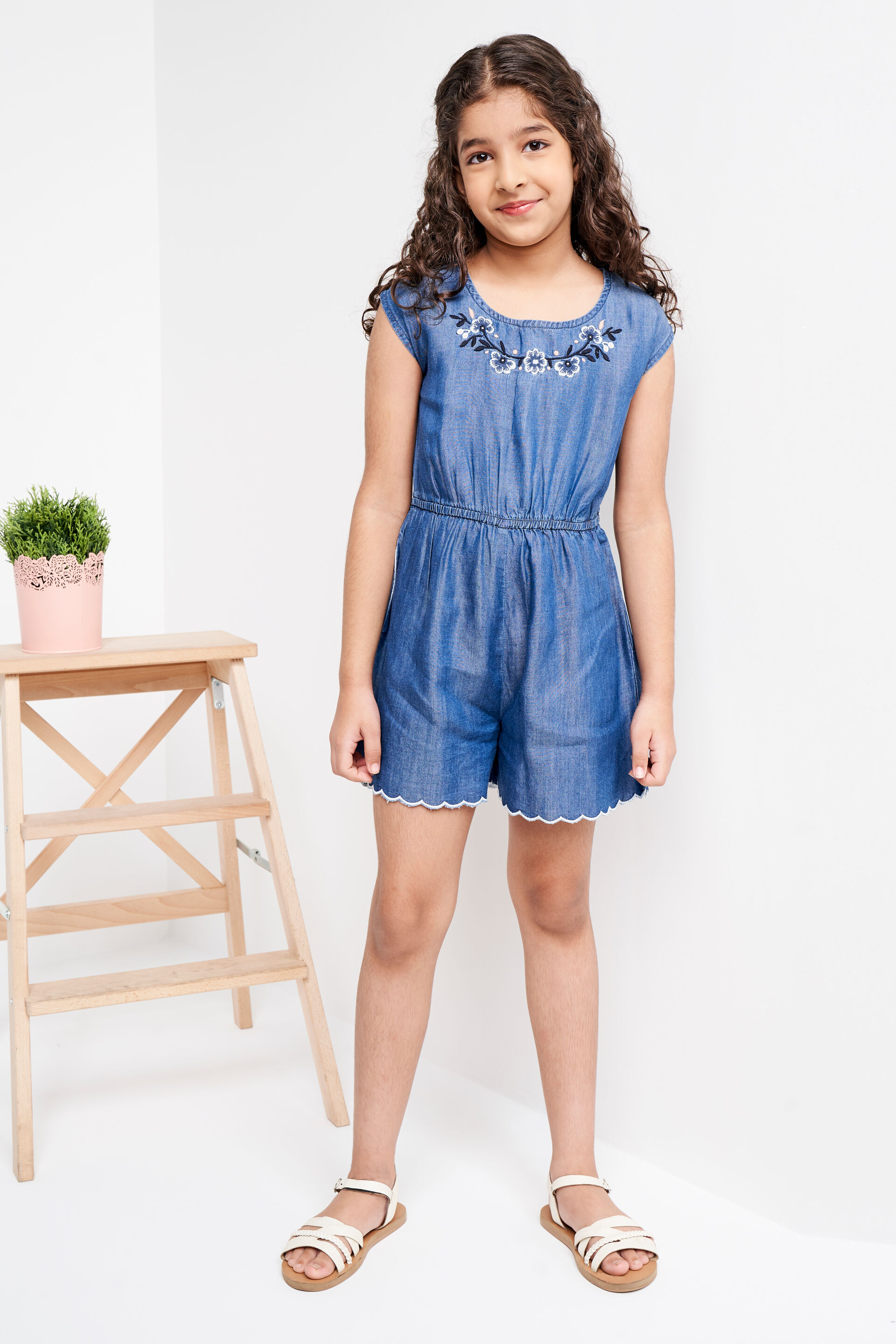 Blue Embroidered Solid Jumpsuit, Blue, image 3